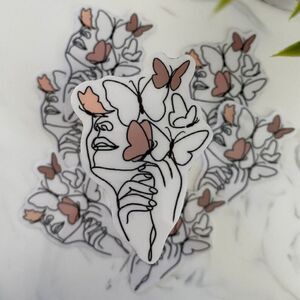 3/$20 Clear Butterfly Woman Sticker | Vinyl Sticker